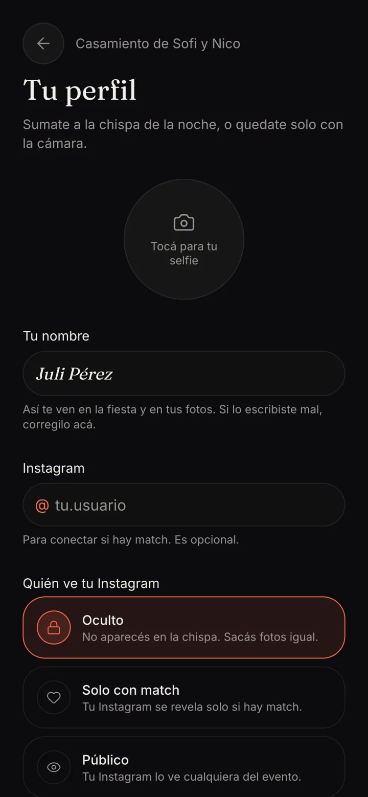 El perfil con el campo Tu nombre ya corregido