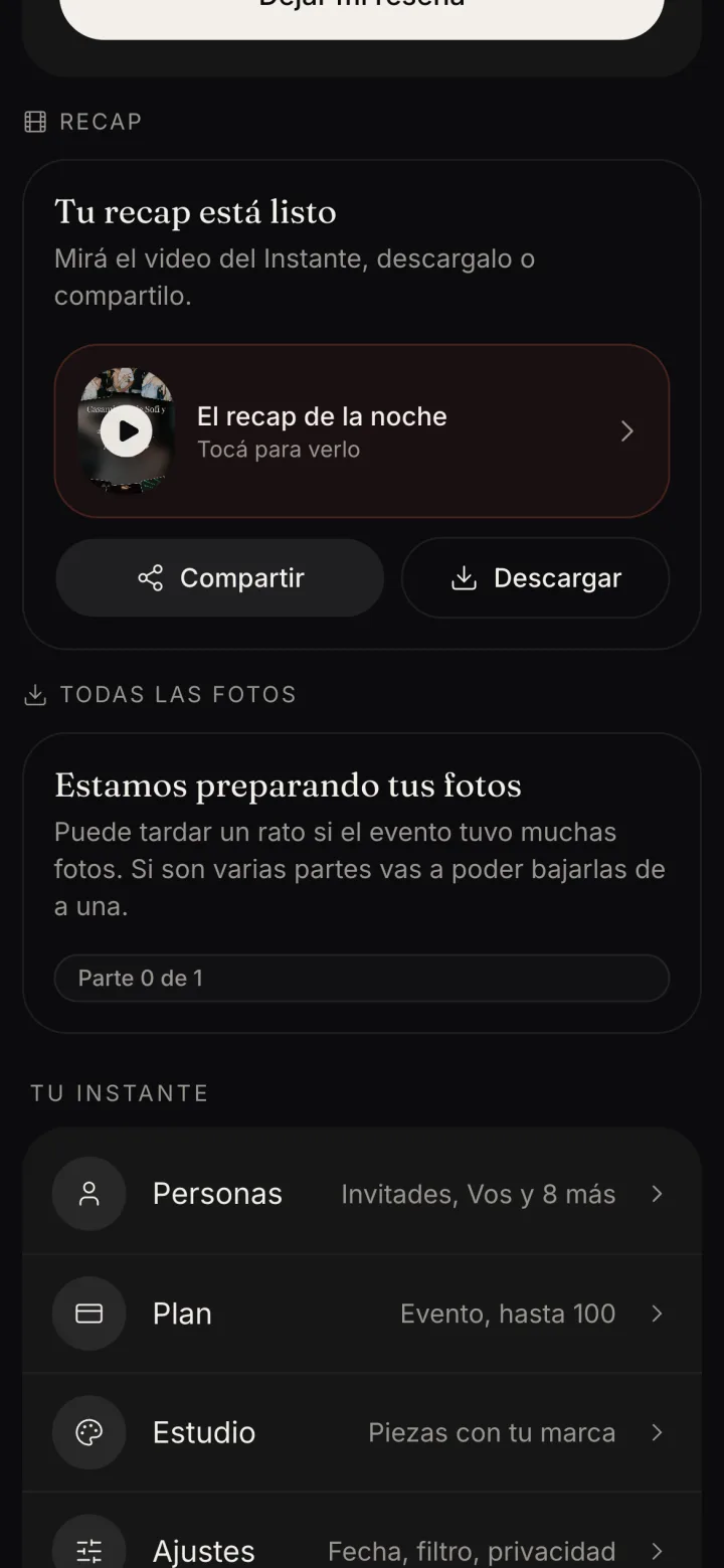 El aviso Estamos preparando tus fotos